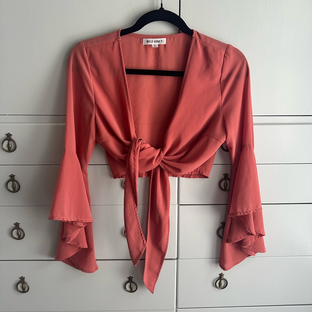 Wild Honey Pink/Red Long Sleeve Crop Top